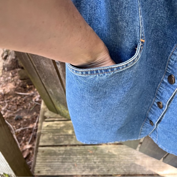 Banana Republic Vintage 90’s Y2K Denim Full Button Down Sleeveless Dress Sz 4 - Picture 5 of 16